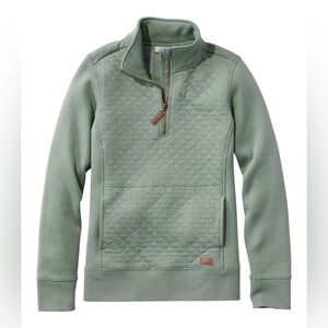 L.L. Bean women’s Green Quilted quarter Zip-Up Sweater XL